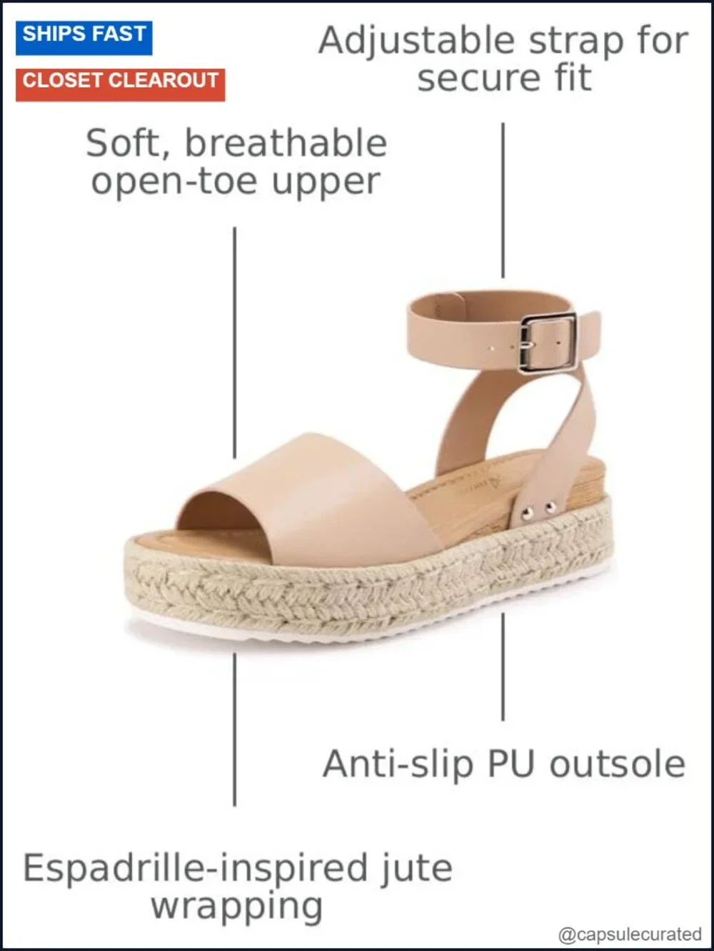 Women's Espadrille Platform Wedge Sandals | Open Toe Ankle Strap Buckle |